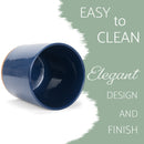 Glossy X-Large Ceramic Stoneware Cork Bottom Kitchen Utensil Holder, Navy Blue