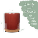 Glossy X-Large Ceramic Stoneware Cork Bottom Kitchen Utensil Holder, Red