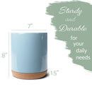 Glossy X-Large Ceramic Stoneware Cork Bottom Kitchen Utensil Holder, Sky Blue