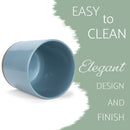 Glossy X-Large Ceramic Stoneware Cork Bottom Kitchen Utensil Holder, Sky Blue