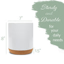 Glossy X-Large Ceramic Stoneware Cork Bottom Kitchen Utensil Holder, White