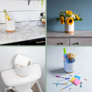 Glossy X-Large Ceramic Stoneware Cork Bottom Kitchen Utensil Holder, White