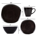 Elanze Designs Modern Chic Smooth Ceramic Stoneware Dinnerware 16 Piece Set - Service for 4, Black