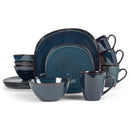 Modern Chic Smooth Ceramic Stoneware Dinnerware 16 Piece Set - Service for 4, Navy Blue