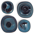 Modern Chic Smooth Ceramic Stoneware Dinnerware 16 Piece Set - Service for 4, Navy Blue