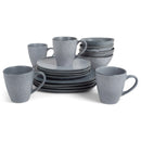 Modern Chic Smooth Ceramic Stoneware Dinnerware 16 Piece Set - Service for 4, Slate Grey