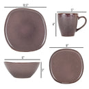 Elanze Designs Modern Chic Smooth Ceramic Stoneware Dinnerware 16 Piece Set - Service for 4, Purple