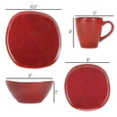 Elanze Designs Modern Chic Smooth Ceramic Stoneware Dinnerware 16 Piece Set - Service for 4, Deep Crimson Red