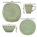 Elanze Designs Modern Chic Smooth Ceramic Stoneware Dinnerware 16 Piece Set - Service for 4, Sage Green