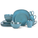Elanze Designs Modern Chic Smooth Ceramic Stoneware Dinnerware 16 Piece Set - Service for 4, Turquoise