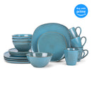 Elanze Designs Modern Chic Smooth Ceramic Stoneware Dinnerware 16 Piece Set - Service for 4, Turquoise