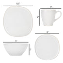 Elanze Designs Modern Chic Smooth Ceramic Stoneware Dinnerware 16 Piece Set - Service for 4, White