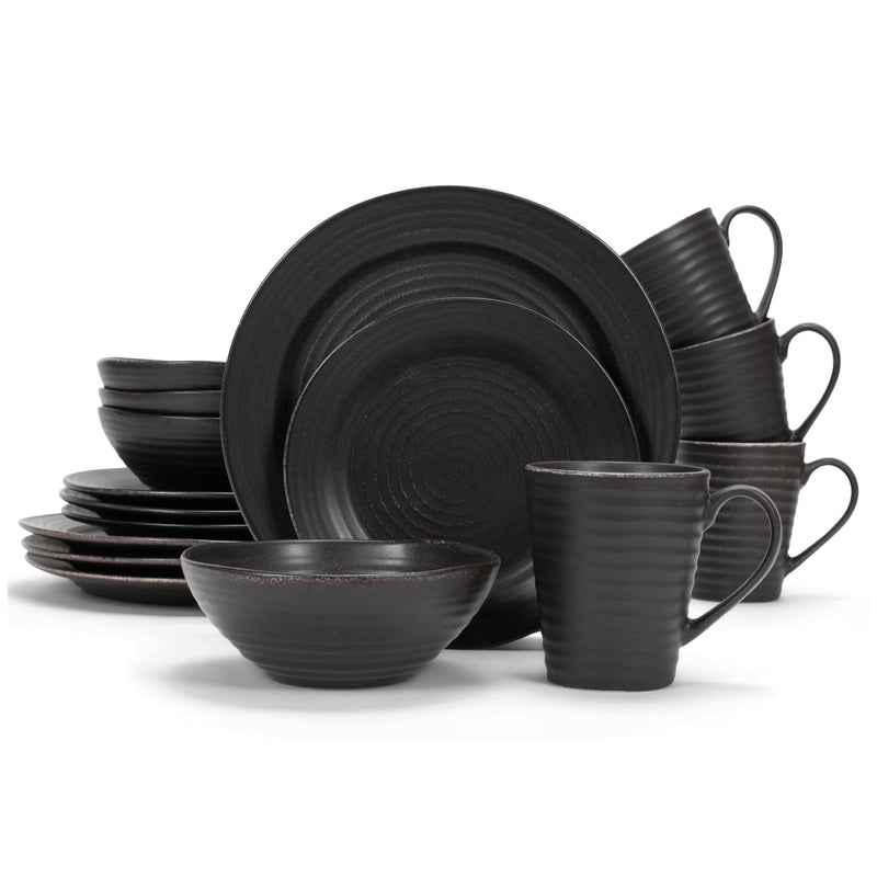 16 piece dinnerware set, Black, on white background