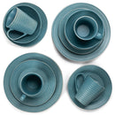Elanze Designs Chic Ribbed Ceramic Stoneware Dinnerware 16 Piece Set - Service for 4, Turquoise