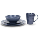 Elanze Designs Chic Ribbed Ceramic Stoneware Dinnerware 16 Piece Set - Service for 4, Royal Blue