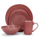 Elanze Designs Chic Ribbed Ceramic Stoneware Dinnerware 16 Piece Set - Service for 4, Red