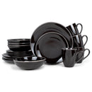 Elanze Designs Reactive Ceramic Dinnerware 16 Piece Set - Service for 4, Black
