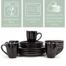 Elanze Designs Reactive Ceramic Dinnerware 16 Piece Set - Service for 4, Black