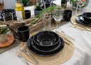 Elanze Designs Reactive Ceramic Dinnerware 16 Piece Set - Service for 4, Black