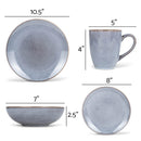 Elanze Designs Reactive Ceramic Dinnerware 16 Piece Set - Service for 4, Grey
