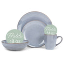 Elanze Designs Reactive Ceramic Dinnerware 16 Piece Set - Service for 4, Grey