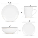Elanze Designs Reactive Ceramic Dinnerware 16 Piece Set - Service for 4, White