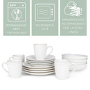 Elanze Designs Reactive Ceramic Dinnerware 16 Piece Set - Service for 4, White