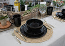 Elanze Designs Shiny Speckled Ceramic Dinnerware 16 Piece Set - Service for 4, Black