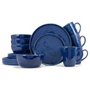 Elanze Designs Shiny Speckled Ceramic Dinnerware 16 Piece Set - Service for 4, Blue