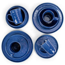 Elanze Designs Shiny Speckled Ceramic Dinnerware 16 Piece Set - Service for 4, Blue