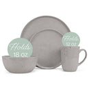 Elanze Designs Shiny Speckled Ceramic Dinnerware 16 Piece Set - Service for 4, Grey