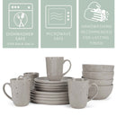 Elanze Designs Shiny Speckled Ceramic Dinnerware 16 Piece Set - Service for 4, Grey