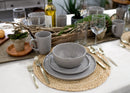 Elanze Designs Shiny Speckled Ceramic Dinnerware 16 Piece Set - Service for 4, Grey