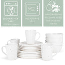 Elanze Designs Shiny Speckled Ceramic Dinnerware 16 Piece Set - Service for 4, White