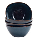 Modern Chic Smooth Ceramic Stoneware Dinnerware Bowls Set of 4 - Navy Blue