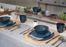 Modern Chic Smooth Ceramic Stoneware Dinnerware Bowls Set of 4 - Navy Blue