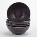 Modern Chic Ribbed Ceramic Stoneware Dinnerware Bowls Set of 4 - Charcoal Grey