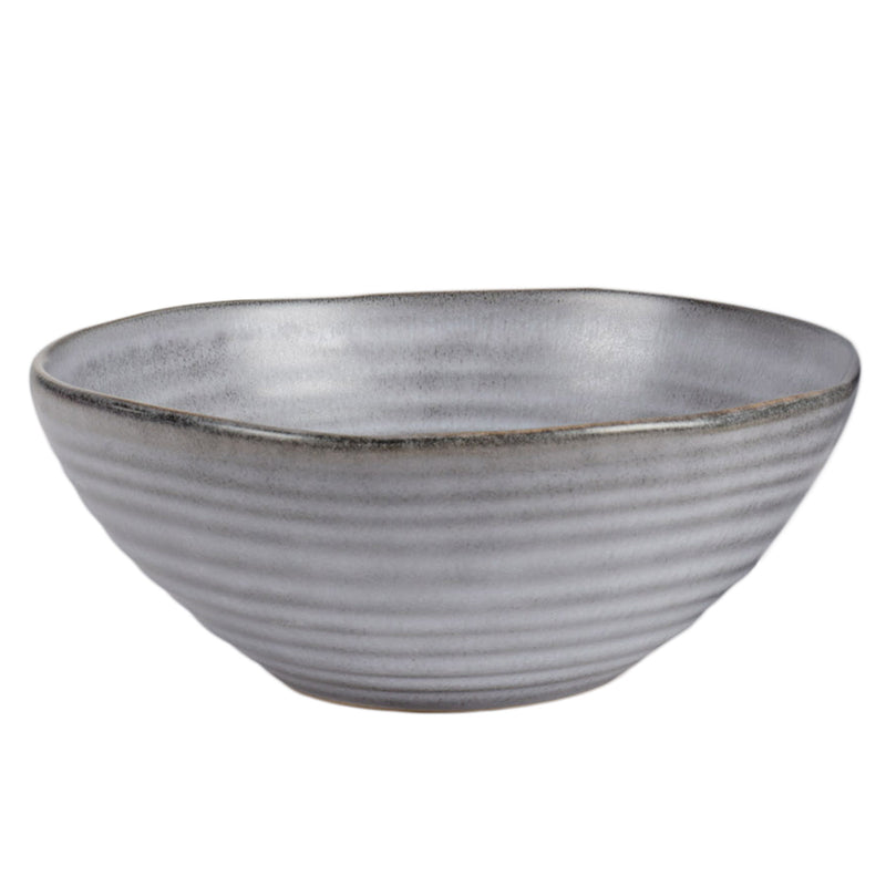 Modern Chic Ribbed Ceramic Stoneware Dinnerware Bowls Set of 4 - Slate Grey