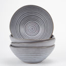 Modern Chic Ribbed Ceramic Stoneware Dinnerware Bowls Set of 4 - Slate Grey