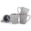 Complete set of Slate Grey Modern Chic Ribbed Dinnerware Matching Mug Set