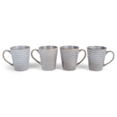 Modern Chic Ribbed Ceramic Stoneware Dinnerware Mugs Set of 4 - Slate Grey