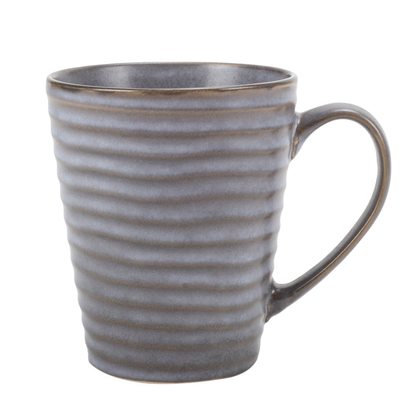 Modern Chic Ribbed Ceramic Stoneware Dinnerware Mugs Set of 4 - Slate Grey
