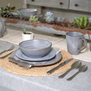Modern Chic Ribbed Ceramic Stoneware Dinnerware Mugs Set of 4 - Slate Grey
