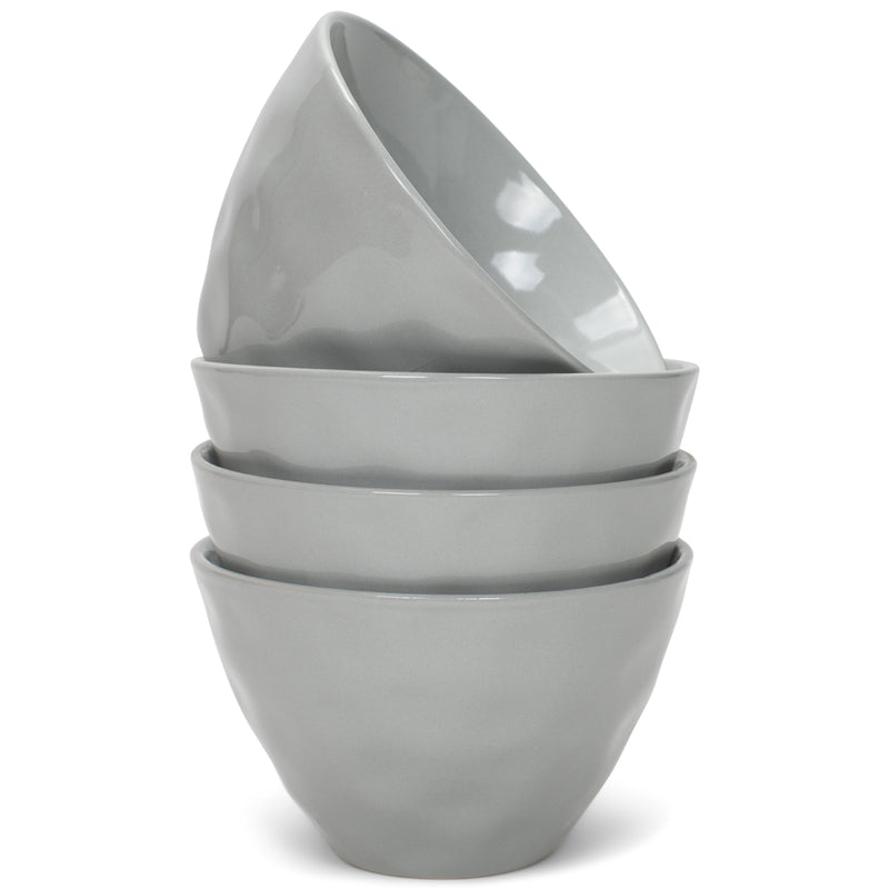 Elanze Designs Dimpled Ceramic 5.5 inch Contemporary Serving Bowls Set of 4, Cool Grey