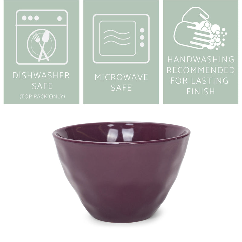 Elanze Designs Dimpled Ceramic 5.5 inch Contemporary Serving Bowls Set of 4, Purple