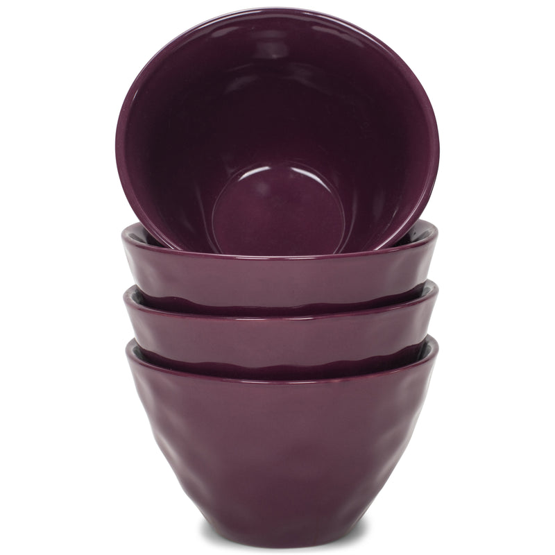 Elanze Designs Dimpled Ceramic 5.5 inch Contemporary Serving Bowls Set of 4, Purple