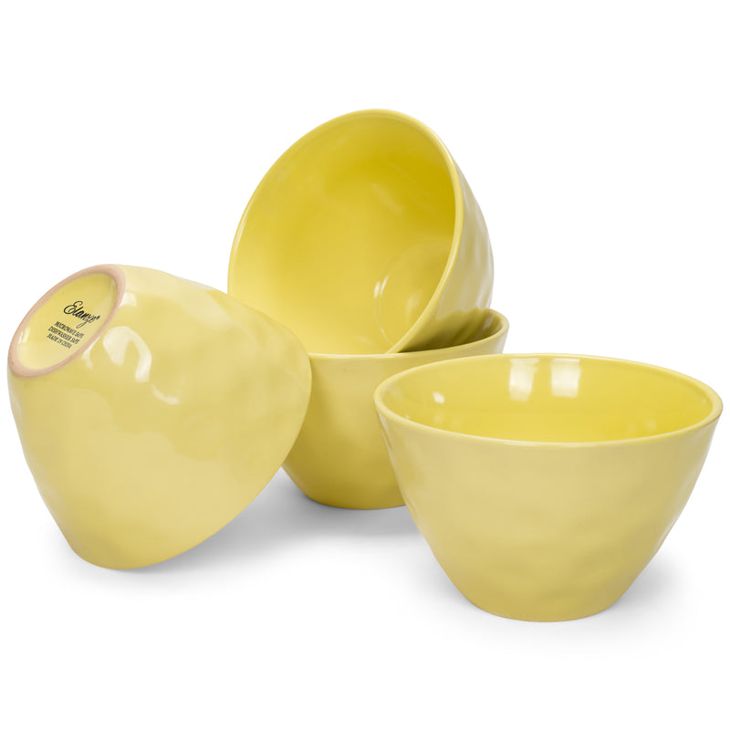 Elanze Designs Dimpled Ceramic 5.5 inch Contemporary Serving Bowls Set of 4, Yellow