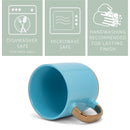 Elanze Designs Speckled 16 ounce Ceramic Mugs With Metallic Handle Set of 4, Blue