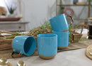 Elanze Designs Speckled 16 ounce Ceramic Mugs With Metallic Handle Set of 4, Blue
