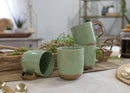 Elanze Designs Speckled 16 ounce Ceramic Mugs With Metallic Handle Set of 4, Green